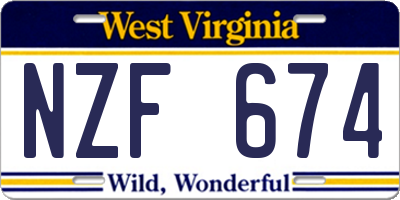 WV license plate NZF674