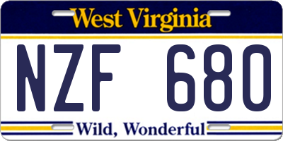 WV license plate NZF680