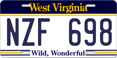 WV license plate NZF698