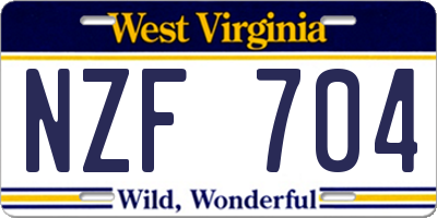 WV license plate NZF704