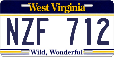 WV license plate NZF712