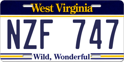 WV license plate NZF747