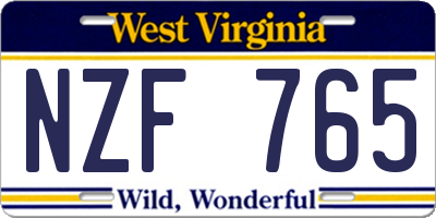 WV license plate NZF765