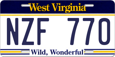 WV license plate NZF770