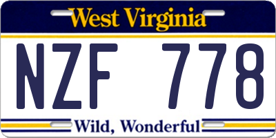 WV license plate NZF778