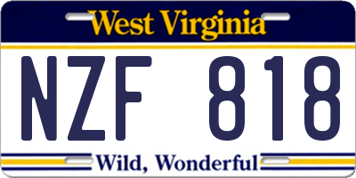 WV license plate NZF818