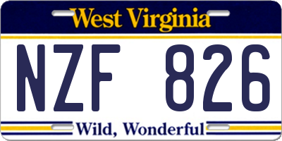 WV license plate NZF826