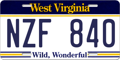 WV license plate NZF840