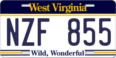 WV license plate NZF855
