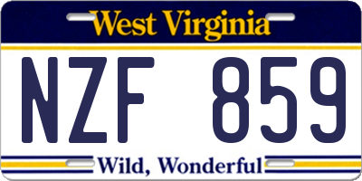 WV license plate NZF859
