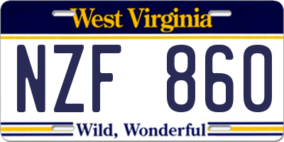 WV license plate NZF860