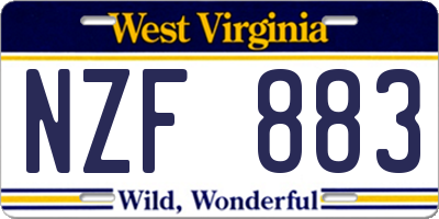 WV license plate NZF883