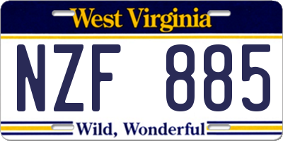 WV license plate NZF885