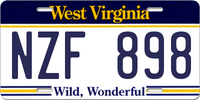 WV license plate NZF898