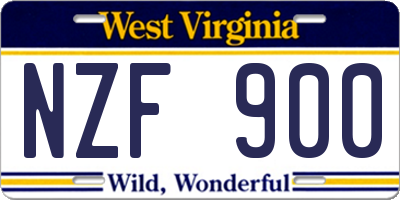 WV license plate NZF900