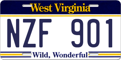 WV license plate NZF901