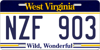 WV license plate NZF903