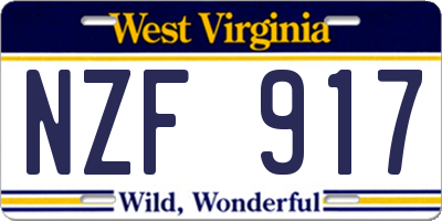 WV license plate NZF917