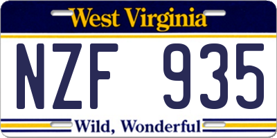 WV license plate NZF935