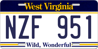 WV license plate NZF951