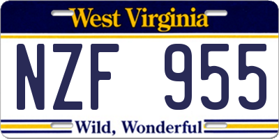 WV license plate NZF955