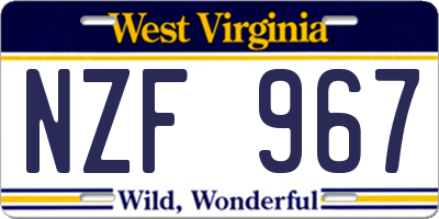 WV license plate NZF967