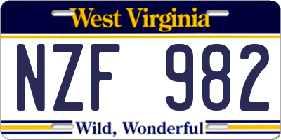 WV license plate NZF982