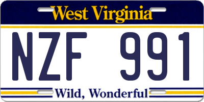 WV license plate NZF991