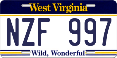 WV license plate NZF997
