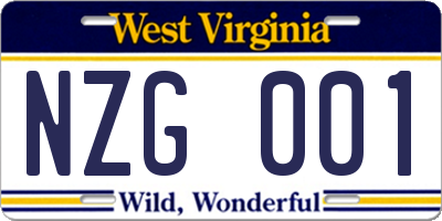 WV license plate NZG001