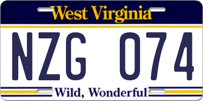 WV license plate NZG074