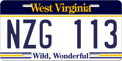WV license plate NZG113