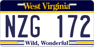 WV license plate NZG172