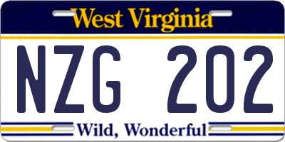 WV license plate NZG202