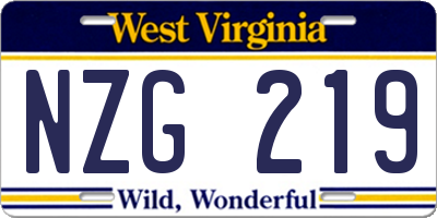 WV license plate NZG219