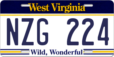 WV license plate NZG224