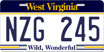 WV license plate NZG245