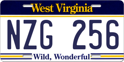 WV license plate NZG256