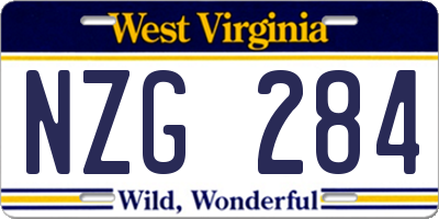WV license plate NZG284