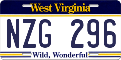 WV license plate NZG296