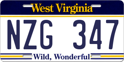 WV license plate NZG347