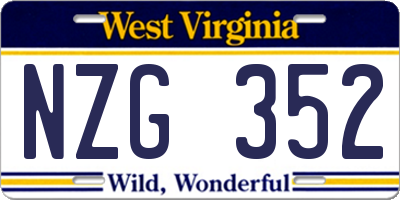 WV license plate NZG352