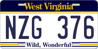 WV license plate NZG376