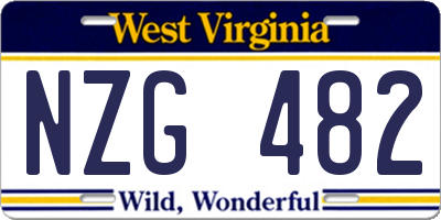 WV license plate NZG482
