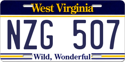 WV license plate NZG507