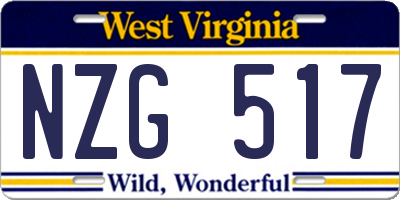 WV license plate NZG517