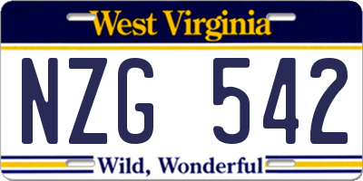 WV license plate NZG542