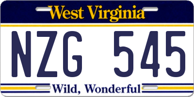 WV license plate NZG545