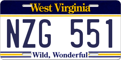WV license plate NZG551
