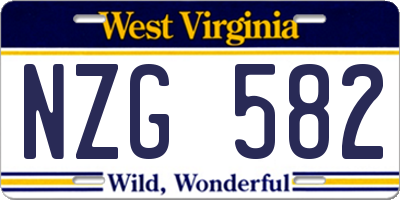 WV license plate NZG582